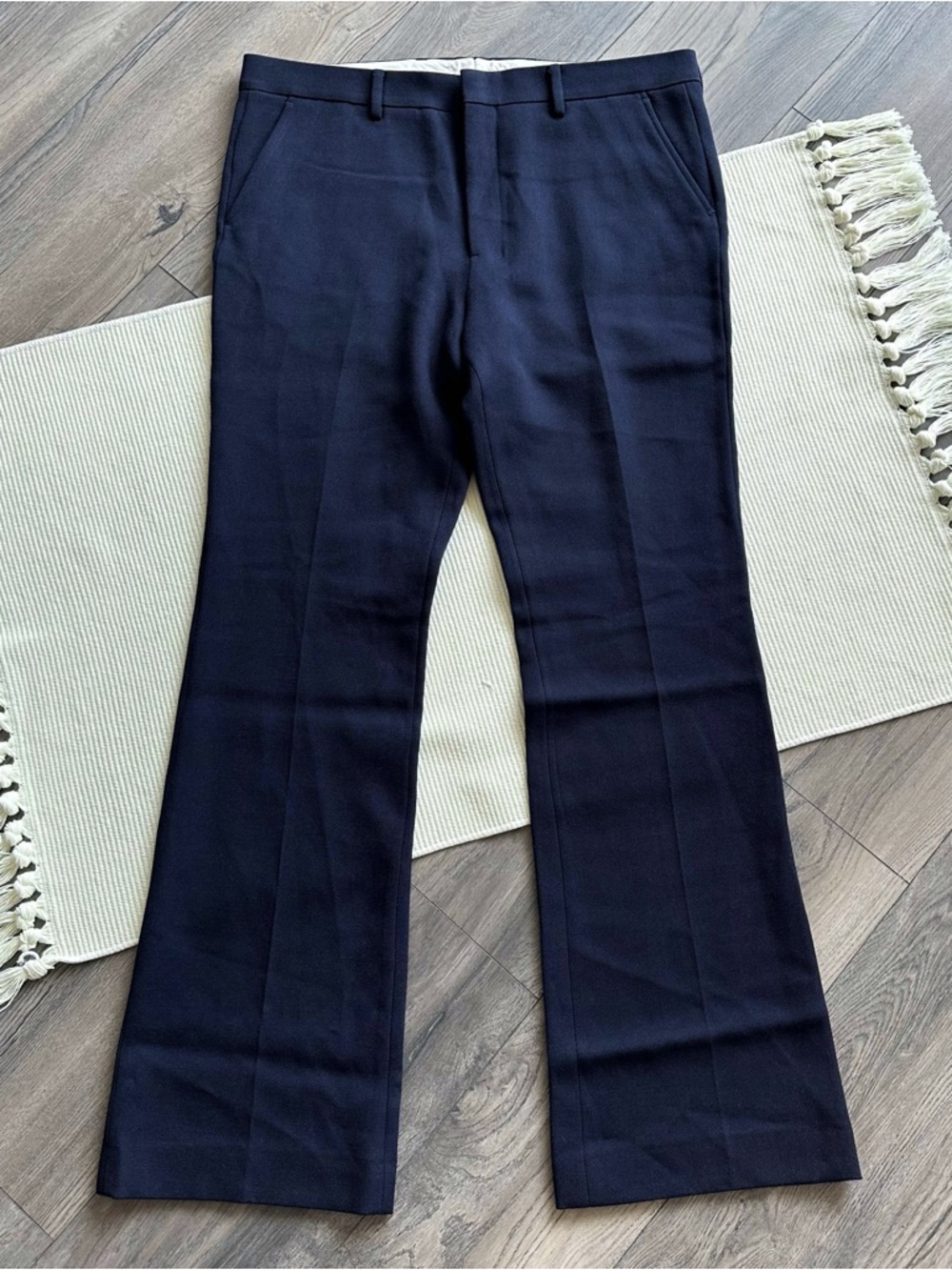 AMI Alexandre Mattiussi Navy Blue Virgin Wool Flared Trousers